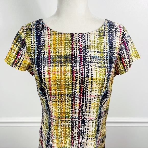 THE LIMITED Multi-Colored Abstract Plaid Short Sleeve Shift Dress - SIZE 6 - Picture 2 of 9